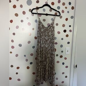 Brown and White Patterned Maxi Dress